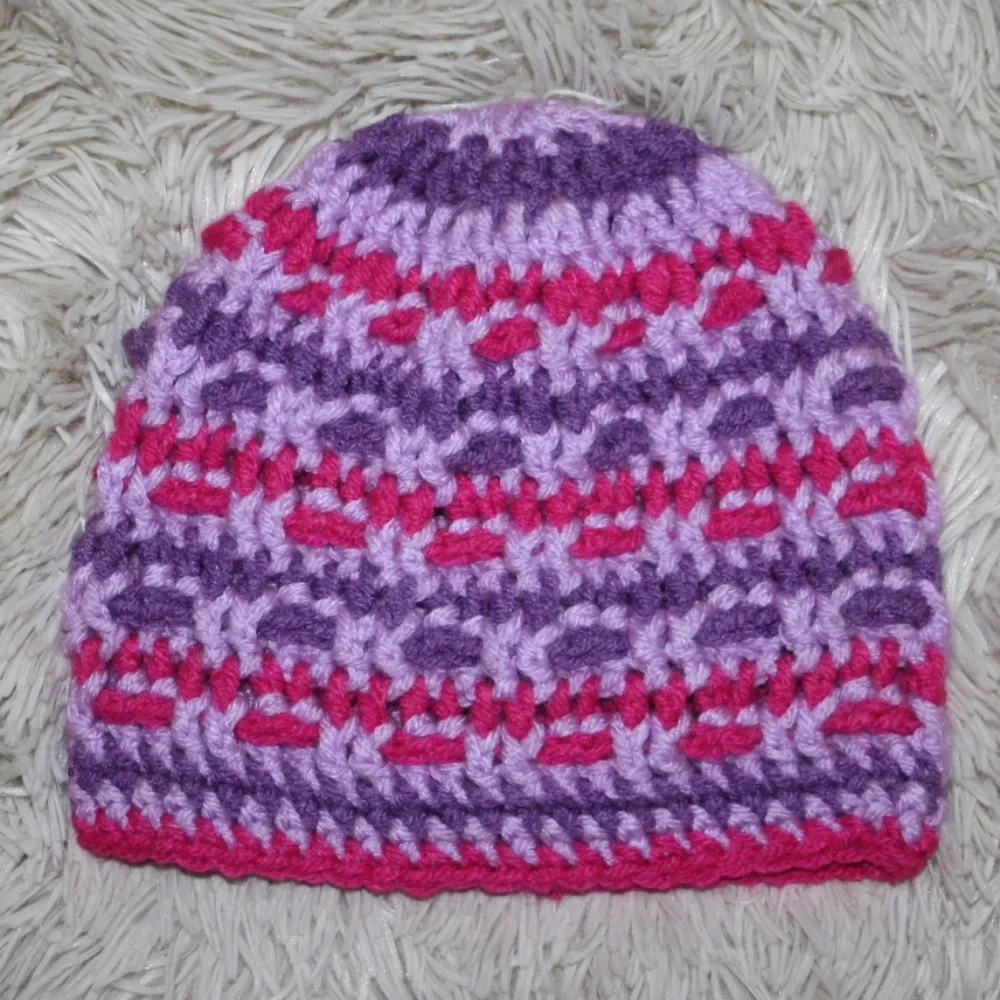 🌸 Pink & Purple Toddler Beanie · Size 2–5Y